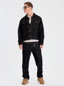 Musero Men Straight Leg Contrast Stitch Jeans - Multicolor - View 1