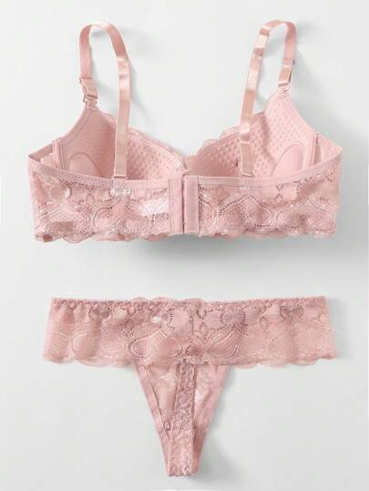 Bloemen Kanten Super Push Up BH Slipje Lingerie Set view 2