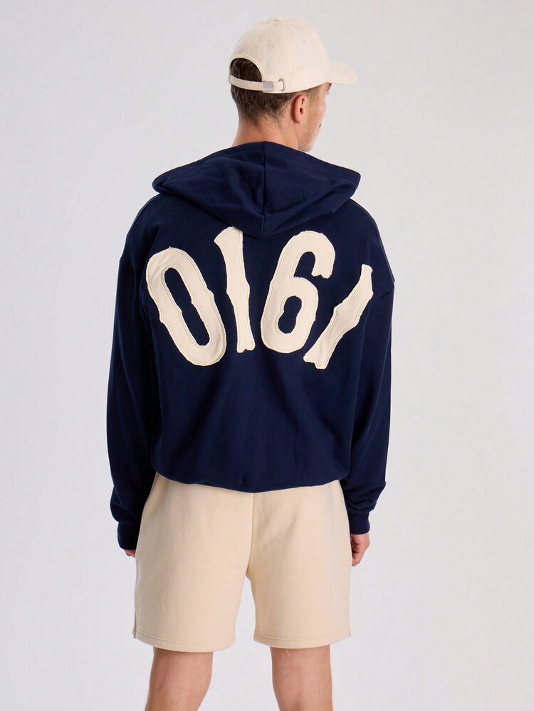 Musero Zip Through Oversized Hooded Drawstring Detailing Hoodie Sweater SPRING SUMMER Essentials - Royal Blue - View 3