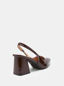 CUCCOO BIZCHIC Women's Fashion Coffee Brown Backstrap Thick Heel Pointed Toe Pumps, Suitable For Work, Dates, Parties For And Vibe And Spring Shoes Spring Break Easter For Christmas - Coffee Brown - View 8