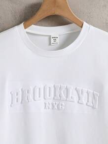 Tween Boy Casual American Style Text Embossed Long Sleeve T-Shirt - White - View 5