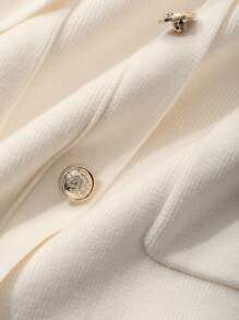 DAZY 女士休闲纯色长袖收腰毛衣连衣裙，带口袋，不带腰带 - 米色 - 查看 9