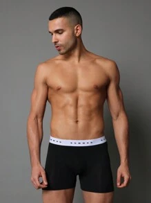 SUMWON Paquete de 5 calzoncillos tipo bóxer de punto - Negro - Ver 3