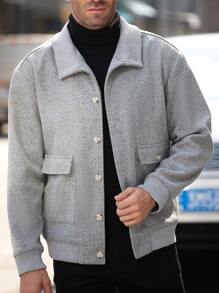 Manfinity Homme Men's Turtleneck Knitted Jacket, Fashion, Autumn/Winter - Grey - View 5