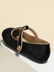 1 Pair Of Girl's Simple Flat Shoes For Daily Casual Wear, Autumn/Winter - Black - View 3