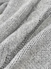 SHEIN Tween Girl Casual Floral Gray High Collar Loose Raglan Sleeve Puff Sleeve Textured Knitted Sweater,In Fall/Winter