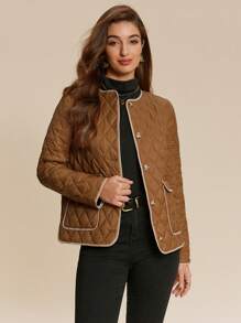 Almamuse Women's Winter Clothes Single Breasted Lightweight Diamond Quilted Padded Padded Coat Fall Cloth For Women