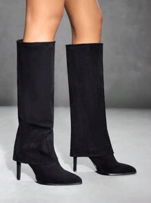 CUCCOO SZL Pointed Toe Thigh High Slim Heel Tall Boots, Women Sexy Over The Knee Riding Boots For And Spring Shoes Spring Break Easter - Black - View 5