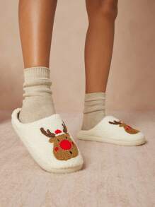 SHUZIA Women Cute Sherpa Furry Christmas Pattern Holiday Slippers - Multicolor - View 7