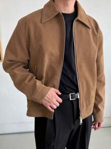 DAZY 男士卡其色休闲复古夹克秋季