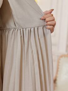 Mulvari French Lapel Pleated Women Suit Jacket - Apricot - View 9