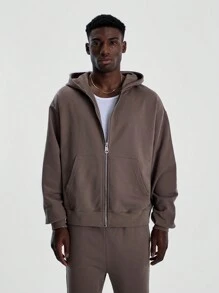 Musero Zip Up Faded Wash Hooded Sweatshirt