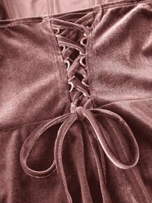 SHEIN MOD 大码浪漫淡粉色仿鱼骨设计单肩连衣裙 - 粉色 - 查看 3