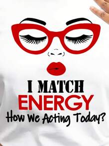 SHEIN CURVE+ 大码圆领短袖字母印花休闲T恤女式上衣