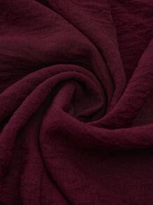 EMERY ROSE Plus Size Women's Button Decor Lace Splice Sleeve Loose Long Dress Burgundy Color Women Outfit - Burgundy - View 7