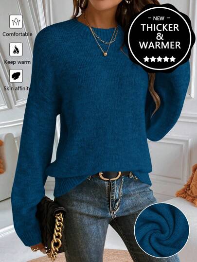 EMERY ROSE New Upgraded Premium Thick & Warm Women Crew Neck Sweater, Long Sleeve Top Knit Pullover Fall Winter