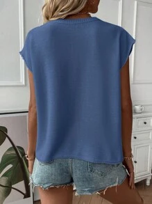 Calvaya Women Casual Solid Color Loose Fit Batwing Sleeve Pullover Sweater Vest