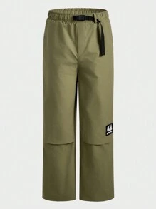 In My Nature Men's Straight Leg Loose Fit Pants With Patch Decor, Outdoor Wear - Khaki - View 1