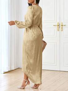 SHEIN Lady Robe longue femme élégante pour fête, quatre saisons/invité de mariage/ tenue/robe de bal/robe dorée/tenue de dîner, dorée