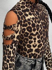 1 件 Tween Girl 纯色针织镂空长袖小立领上衣 - 彩色 - 查看 8