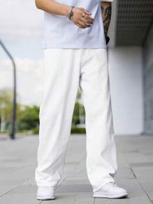 Manfinity Hypemode Jeans rectos de color liso casual para hombre
