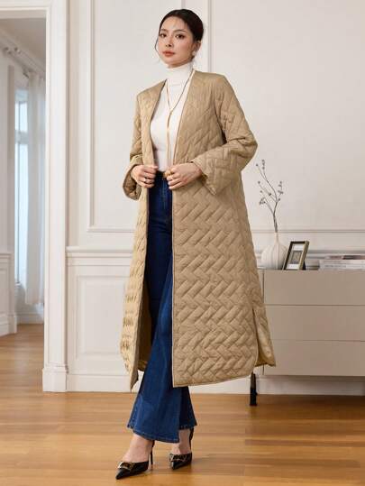 Mulvari Chaqueta tipo cardigan acolchada informal para mujer, apta para otoño e invierno