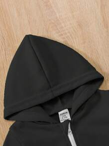 SHEIN 3pcs/Set Newborn Baby Casual All-Match Short Sleeve Romper, Hooded Jacket And Pants Outfit Set, Suitable For Spring, Summer, Autumn And Winter