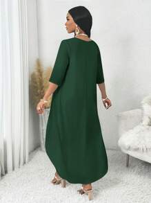 SHEIN Lady Ensemble deux-pièces asymétrique blanc à manches longues pour femme, tenues d'automne, ensembles femme automne, costume femme, ensemble tenue femme, costume deux-pièces femme automne, tenue de rentrée femme, costume automne femme, ensemble blanc femme, ensembles de vêtements femme, robes costume deux-pièces pour mariage et événement femme - Vert sapin - Voir 2