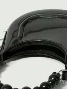 ROMWE Grunge Punk 1 chiếc túi xách đeo chéo đính đinh tán Punk dành cho nữ - màu đen - Xem 5