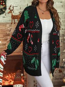 Calvaya Áo len cardigan dệt kim hình trái tim Giáng sinh cỡ lớn - Nhiều màu - Xem 4