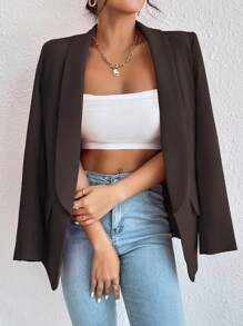 RosyDaze Solid Color Elegant Work Commute Long Sleeve Blazer Jacket Fall Cloth For Women