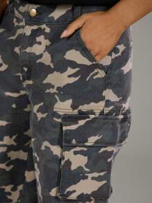 MUSERA 迷彩印花工装牛仔短裤，90年代春季可爱夏日晚宴优雅风。 - 彩色 - 查看 5