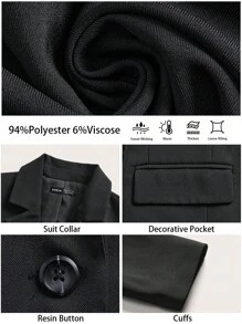 BizChic Christmas Elegant Women's Black Office/Business Jacket Blazers
