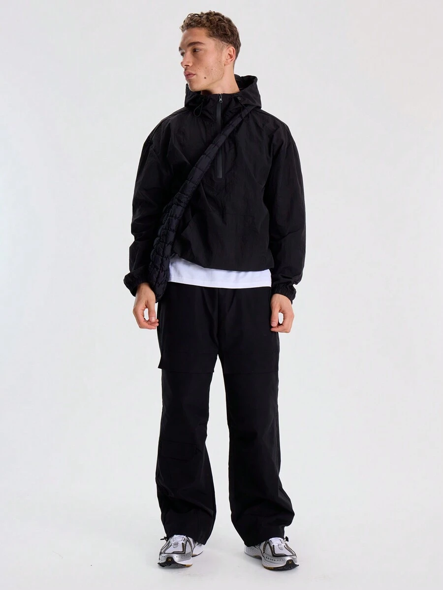 Musero Men Drawstring Utility Cargo Trousers - Black - View 1