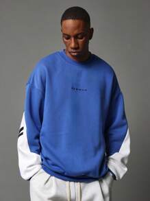 SUMWON Street Style Brooklyn Designer Sweatshirt Casual Athleisure Winter Fall Comfort Wear Oversized Sportswear Urban Fashion Essential - Blue - View 2