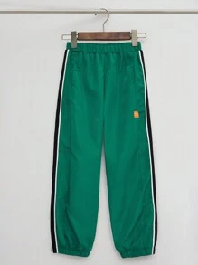 2pcs/Set Teens/Tween Boy Colorblock Casual Loose Drawstring Sweatpants - Multicolor - View 3