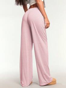 Forever 21 Fall Casual Women's Wide Leg Pants Airport Women Outfits - Red - View 2