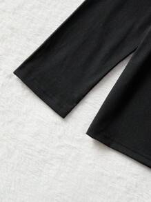 Conjunto informal de pijama con camiseta de manga larga de cuello redondo y pantalones con estampado de setas para niño preadolescente