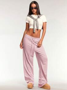 Forever 21 Fall Casual Women's Wide Leg Pants Airport Women Outfits - Red - View 3