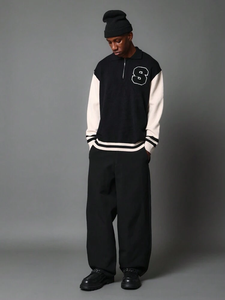 Varsity Knit Quarter Zip Polo Sweater