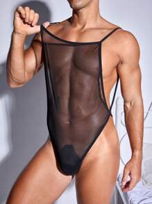 Bodys sous-vêtements sexy en maille transparente pour hommes