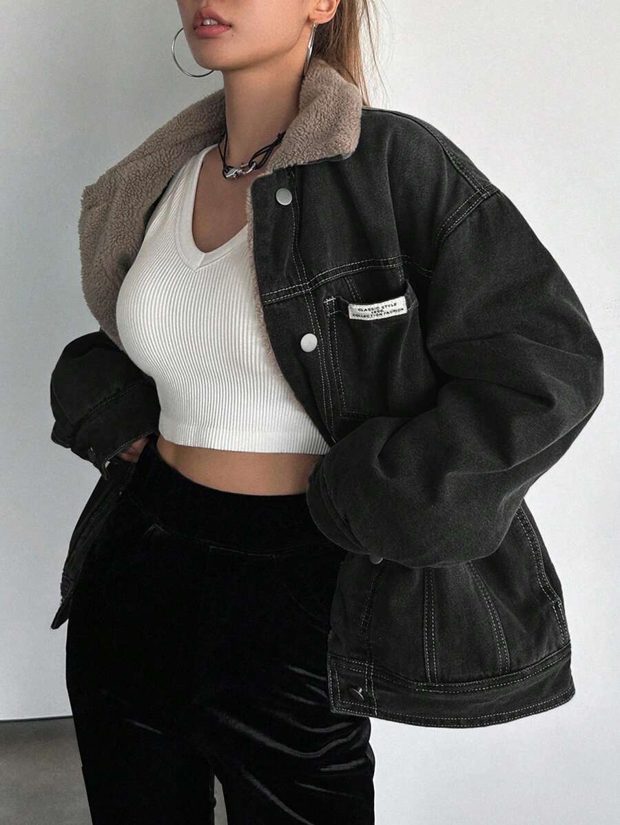 DAZY Women Casual Outdoor Warm Fleece Jacket With Front Buttons, Autumn/Winter