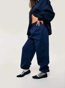 Athîral 女士简约纯色直筒运动裤，日常休闲装 - 寶藍色 - 查看 3