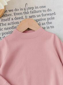 SHEIN Baby Girl Soft, Warm, Elastic All-Match Long Sleeve Sweater And Pants Set, Suitable For Daily Casual Wear, Home Or Outings