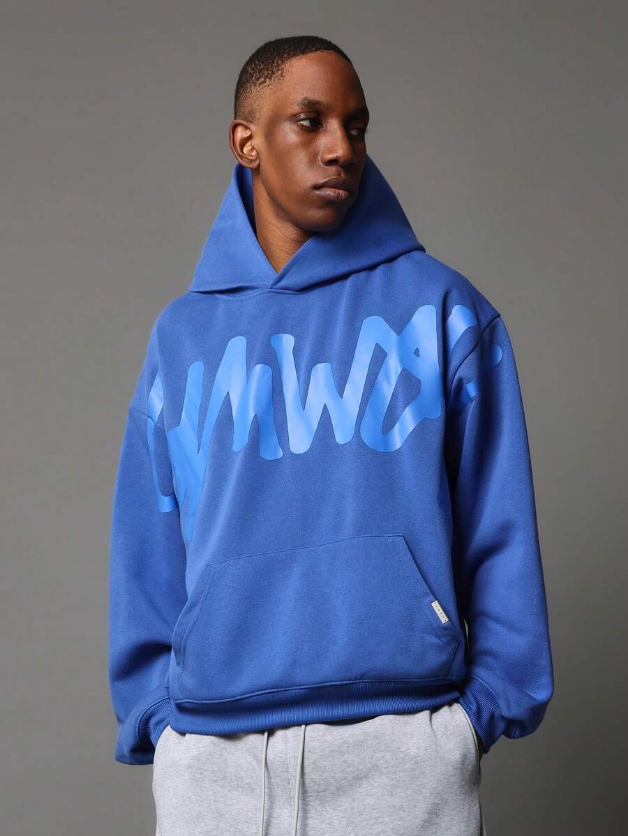 Sudadera con capucha de uso casual y urbano con un estampado artístico de graffiti, diseño oversize, estilo esencial para otoño e invierno - Azul - Ver 1
