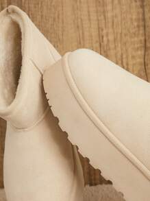 SHUZIA Giày bốt đế Lug bằng da thuần chay cho nữ vào mùa thu đông năm mới quà tặng ngày lễ Valentine giày mùa hè Valentine - Màu be - Xem 5