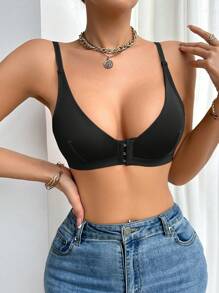 Set de 2 sujetadores inalámbricos con cierre delantero para mujeres - Negro - Ver 6