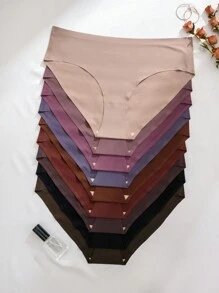Set de 9 piezas de pantis triangulares sin costuras de talla grande, serie casual