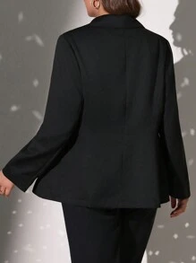 SHEIN Clasi 1 pieza Blazer negro de manga larga con cuello de solapa talla grande para mujer, elegante para el trabajo, otoño/invierno