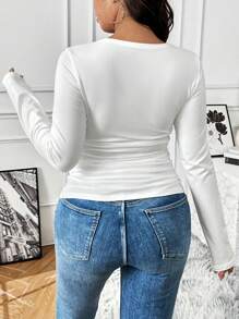 Franclia French Style Casual Minimalist Sexy Square Neck Slim Fit T-Shirt Blouse Top For Plus Size Women